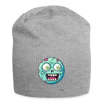 Funny Crazy Monster Face and Big Eyes - Jersey Beanie - heather grey - Front