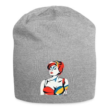 Abstract Art Portrait of a Woman - Jersey Beanie - heather grey - Front