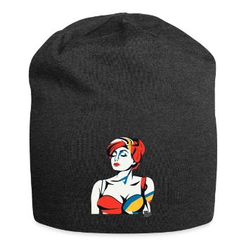 Art abstrait Portrait d’une femme - Bonnet en jersey - charbon - Devant