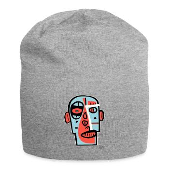 Abstrakte Kubismus Kunst: Ein Gesicht Portrait - Jersey-Beanie - Grau meliert - Vorne
