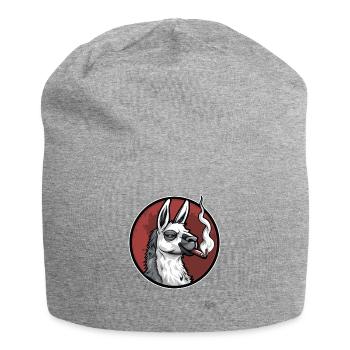 Cool and relaxed, llama smoking a cigar - Jersey Beanie - heather grey - Front