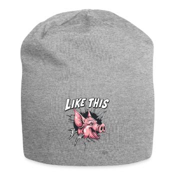 Percée : Comme ce cochon drôle - Bonnet en jersey - gris chiné - Devant
