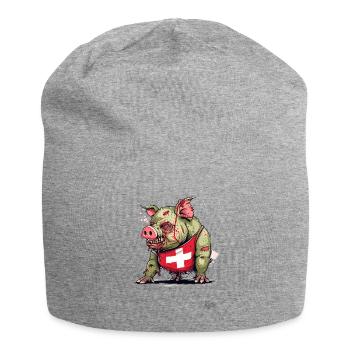 Drapeau suisse : Cochon zombie - Bonnet en jersey - gris chiné - Devant