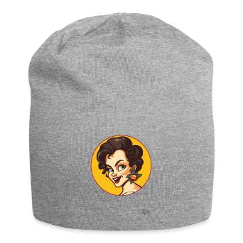 La douce beauté : une femme de dessin animé rétro avec une touche d’originalité - Bonnet en jersey - gris chiné - Devant