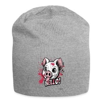 Cochon graffiti mignon, drôle, cool - Bonnet en jersey - gris chiné - Devant