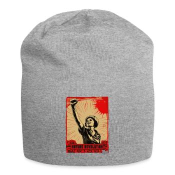 Révolution de la nature et femme aux fleurs - Bonnet en jersey - gris chiné - Devant