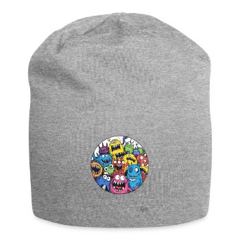 Lustige Monster-Freunde - Jersey-Beanie - Grau meliert - Vorne