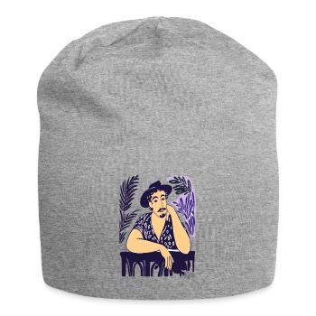 Vintage Man at the Table – Contemporary Art - Jersey Beanie - heather grey - Front