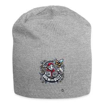 Kaffee- und Musikliebhaber Design mit Biene - Jersey-Beanie - Grau meliert - Vorne