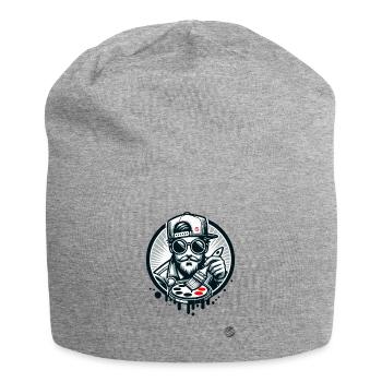 Street-Art-Künstler mit Farb-Palette - Jersey-Beanie - Grau meliert - Vorne