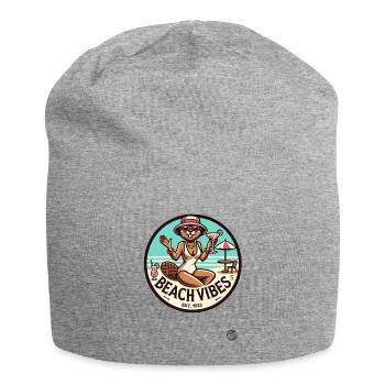 Biber-Dame bringt Retro Urlaub Strand-Vibes - Jersey-Beanie - Grau meliert - Vorne