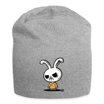 Das einfache böse Häschen - Jersey-Beanie - Grau meliert - Vorne