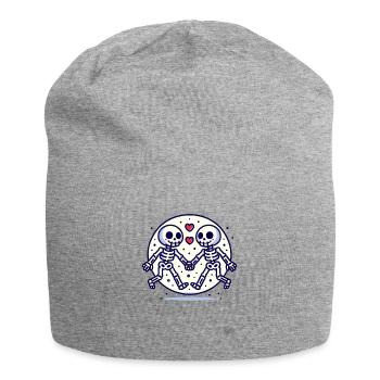 Two skeletons in love - Jersey Beanie - heather grey - Front