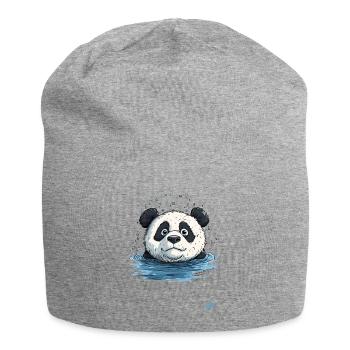 Little panda in the water - Jersey Beanie - heather grey - Front