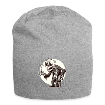 Vieillir est un cadeau, pouce en l’air squelette - Bonnet en jersey - gris chiné - Devant