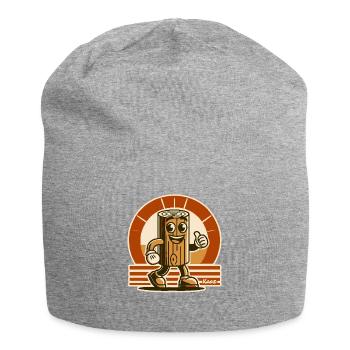 Cheerful wooden block, funny piece of wood - Jersey Beanie - heather grey - Front