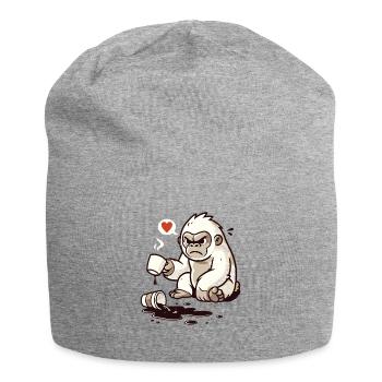 Kleiner Gorilla verschüttet Kaffee - Jersey-Beanie - Grau meliert - Vorne