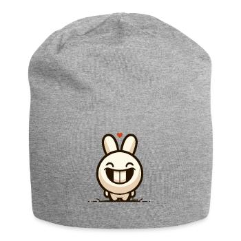 Funny bunny with big smile - Jersey Beanie - heather grey - Front
