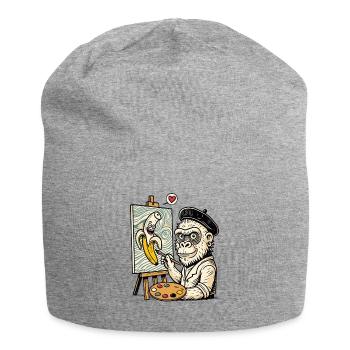 Kunst & Humor: Künstler Gorilla malt Banane - Jersey-Beanie - Grau meliert - Vorne