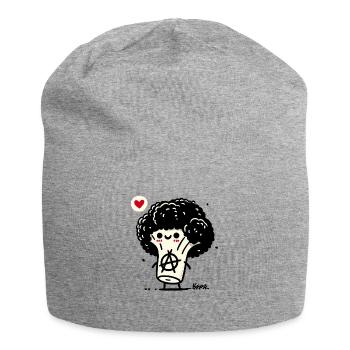 lustiger Gemüse-Anarcho-Brokkoli-Punk - Jersey-Beanie - Grau meliert - Vorne