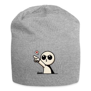 Cute cartoon man with heart - Jersey Beanie - heather grey - Front