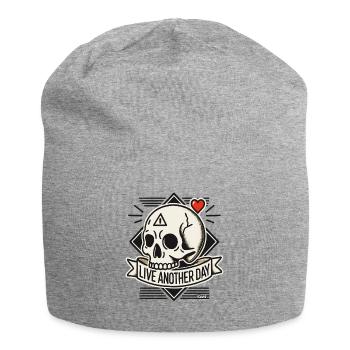 Skull with Heart: Live Another Day - Jersey Beanie - heather grey - Front