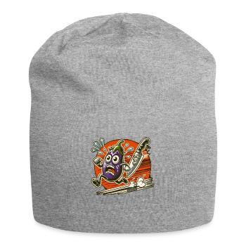 Aubergine on the run from the chef's knife - Jersey Beanie - heather grey - Front