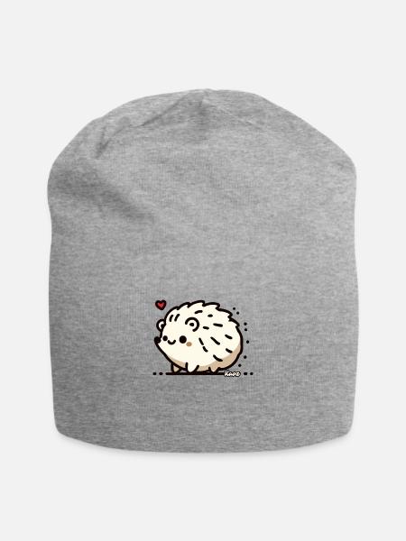 Stachelig süß, ein Igel mit Herz - Jersey-Beanie - Grau meliert