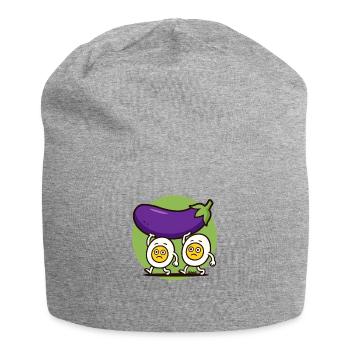 Fleißige Eier tragen große Aubergine - Jersey-Beanie - Grau meliert - Vorne