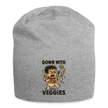 Enfant en colère avec des couverts et des légumes - Bonnet en jersey - gris chiné - Devant
