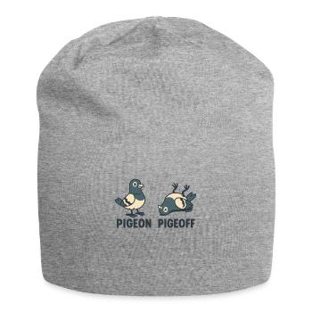 Standing and lying pigeon ON and OFF - Jersey Beanie - heather grey - Front