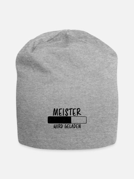 Meister Spruch Prüfung Lustiges Meister Geschenk - Jersey-Beanie - Grau meliert