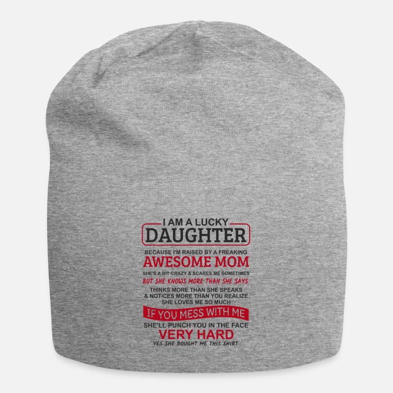 Ich bin eine glückliche Tochter - Jersey-Beanie - Grau meliert