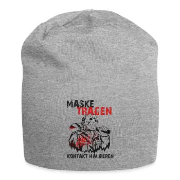 Maske Tragen! Kontakt Halbieren! Coronavirus 2020 - Jersey-Beanie - Grau meliert - Vorne