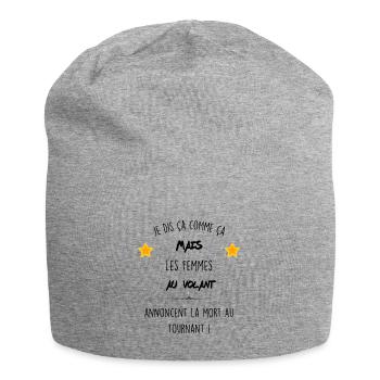Femme au volant - Bonnet en jersey - gris chiné - Devant