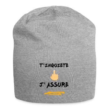 T inquiète j assure - Bonnet en jersey - gris chiné - Devant