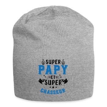 Super papy et Super Chasseur - Bonnet en jersey - gris chiné - Devant