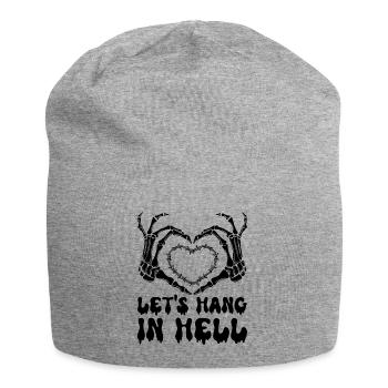 let's stay in hell heart humor halloween - Jersey Beanie - heather grey - Front
