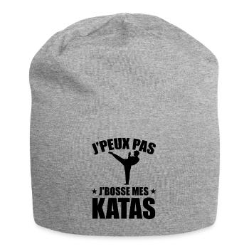Je Peux Pas Je Bosse Mes Katas - Bonnet en jersey - gris chiné - Devant