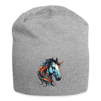 Pferd Portrait - Jersey-Beanie - Grau meliert - Vorne