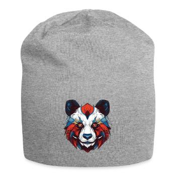 Panda Portrait - Jersey Beanie - heather grey - Front