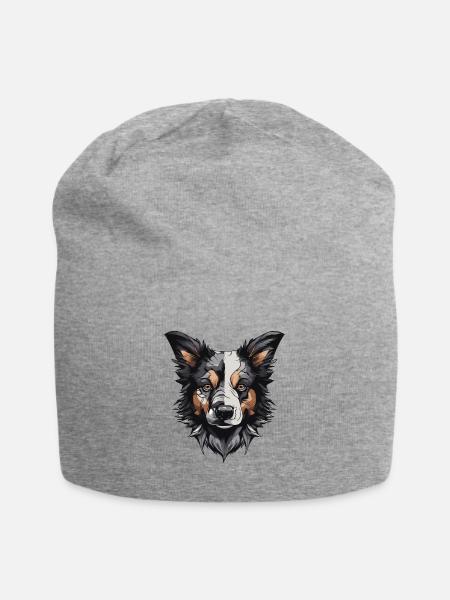 Border Collie Hund Portrait - Jersey-Beanie - Grau meliert