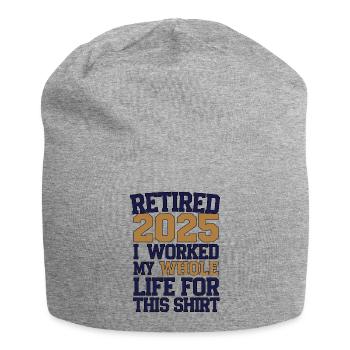 Retired 2025 - Endlich in Rente - Jersey-Beanie - Grau meliert - Vorne