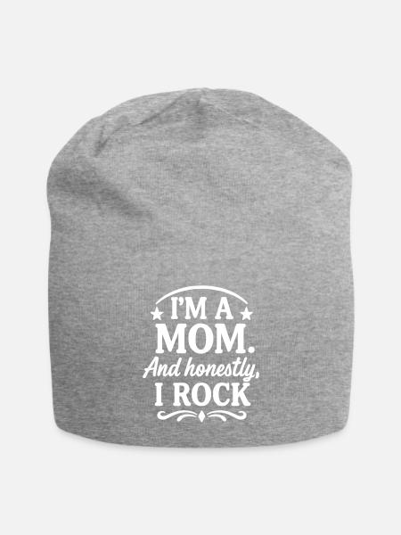 Mama und ehrlich? Ich rocke! - Jersey-Beanie - Grau meliert