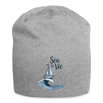Slogan Vie Marine Voilier Mer - Bonnet en jersey - gris chiné - Devant