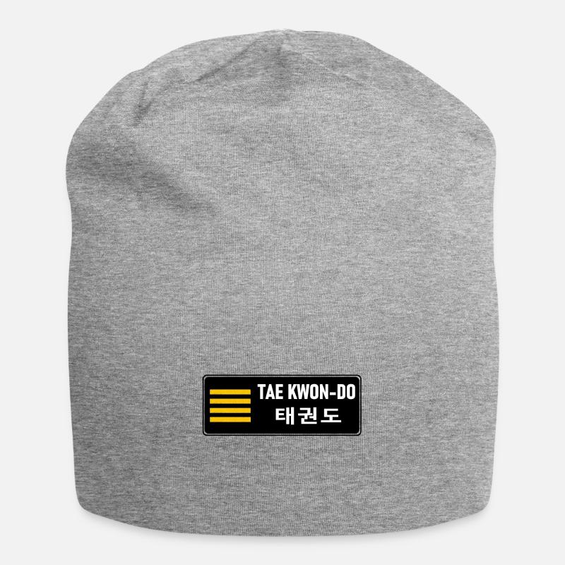 MATS082 Schwarzer Gürtel 4. Dan ITF TKD - Jersey-Beanie - Grau meliert