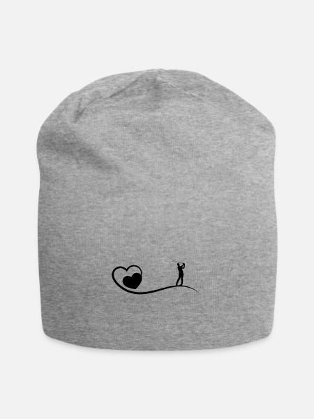 Herz und Golf - - Jersey-Beanie - Grau meliert