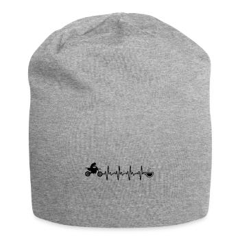 Heartbeat Coffee and Motorcycle - (MOTORCYCLE) (2) - Jersey Beanie - heather grey - Front