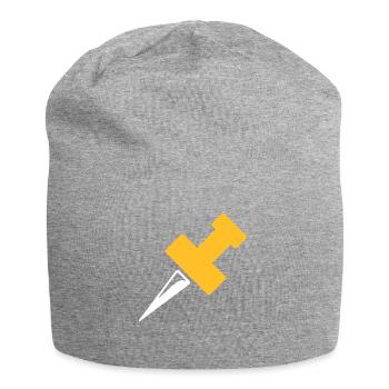 Pin bzw. Pinnadel - Jersey-Beanie - Grau meliert - Vorne