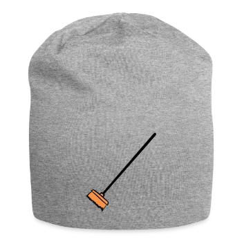 Broom, hand-drawn. Cleaning lady, garbage man - Jersey Beanie - heather grey - Front